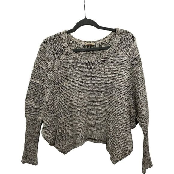Moussy Gray White Knit Scoop Neck Dolman Long Sleeve Pullover Sweater One Size - Picture 2 of 11